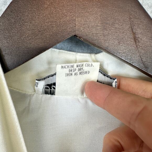 Joan Walters Blouse Womens Size Large White Button Front Short Sleeve V-Neck - Picture 6 of 9